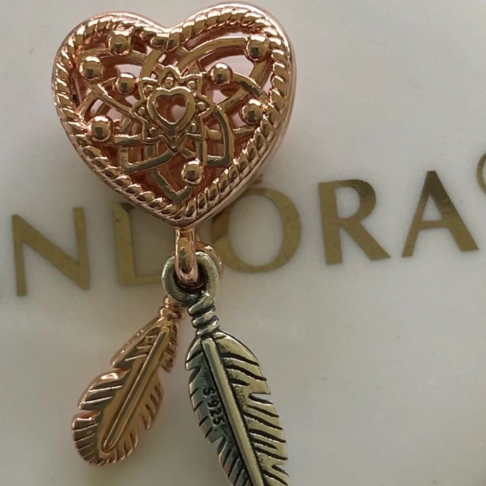Pandora Openwork Heart & Two Feathers Dreamcatcher - Picture 4 of 5